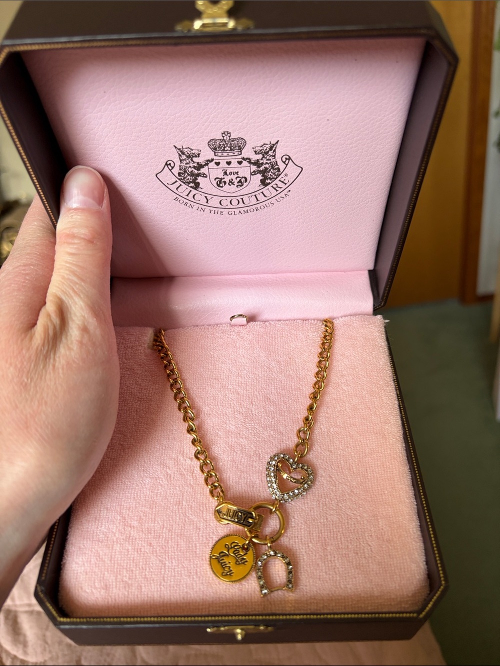 Juicy Couture “Lady Juicy” Gold Charm Necklace